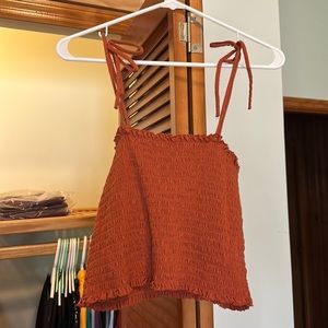 Cropped tank top with tie straps